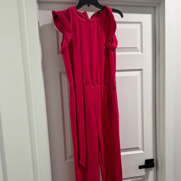 Chic Fuchsia Ruffle Jumpsuit - Picture 1 of 2